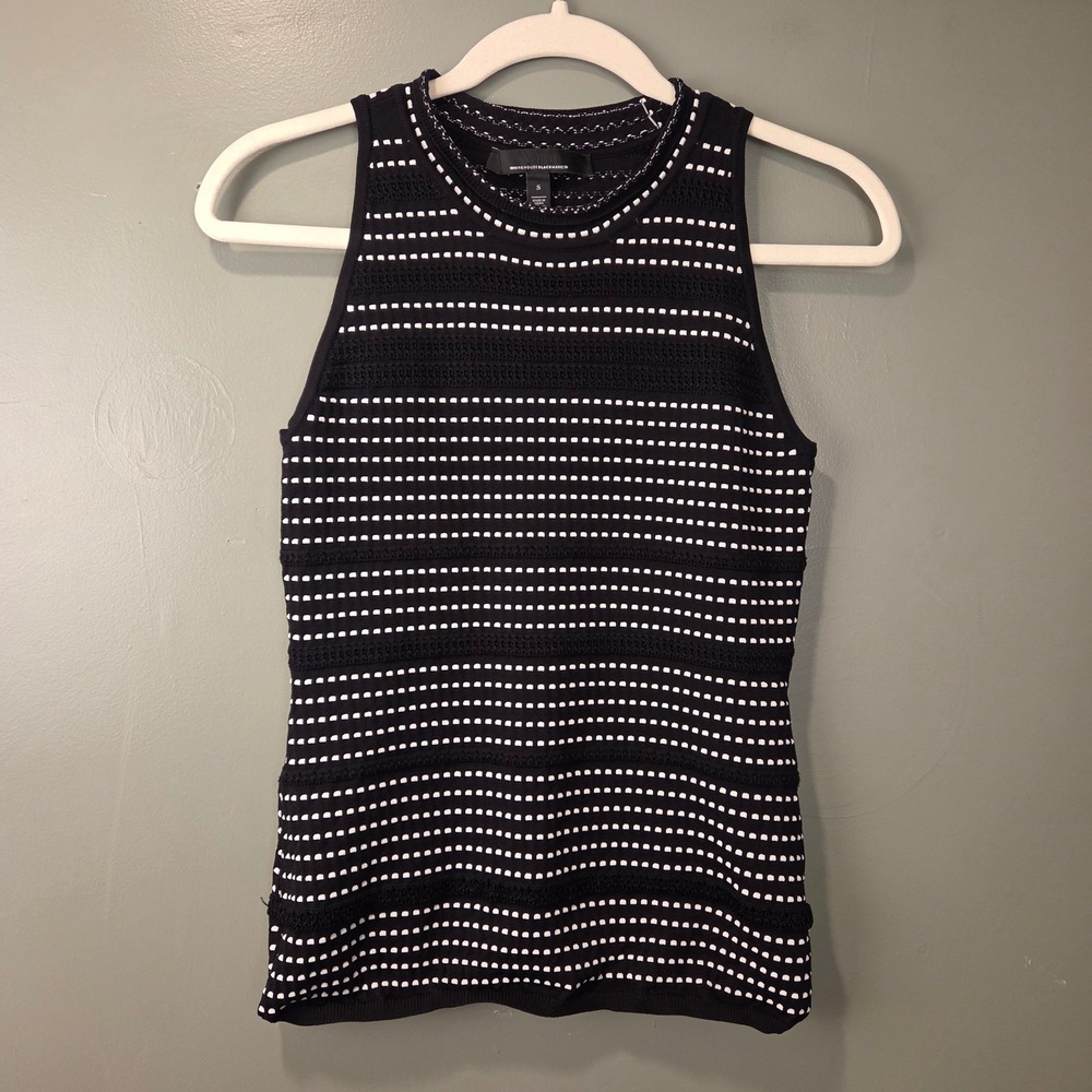 White House Black Market Women's Knit Tank Sheer Panels Size S Black & White